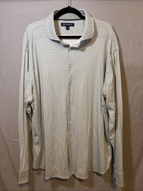 Daniel Cremieux Men's Printed Dress Shirt - Cream with Blue and Yellow Detail